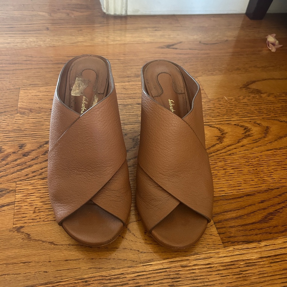 Ferragamo Brown Leather Women's Mules